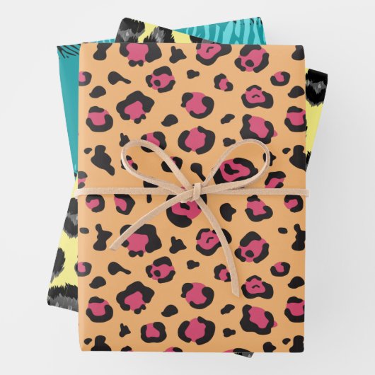 Dicke Zebra- und Leopard-Druckmuster Geschenkpapier Set (Beispiel)