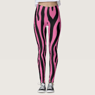 Dicke zebrastreifen in heißen rosa und schwarz leggings