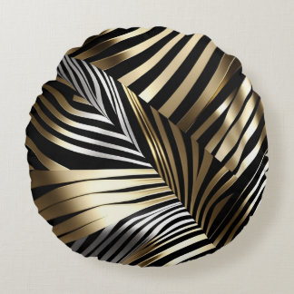 Dicke Zebrastreifen in Metallicen Rundes Kissen