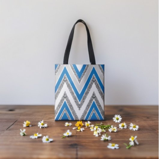 Dicke Zickzack Muster Blau und Grau Tasche