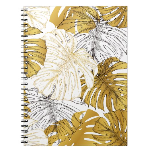 Dicken aus einer Monstera-Pflanze. Bild des Golden Notizblock (Vorderseite)