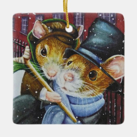 Dickens Christmas Carol Mice Keramikornament (Vorderseite)
