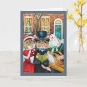 Dickens Christmas Caroling Mice Watercolor Art Karte (Gelbe Blume)