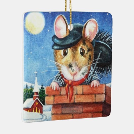 Dickens Christmas Chimney Sweep Mouse Art Keramikornament (Rechts)