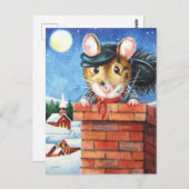 Dickens Christmas Chimney Sweep Mouse Art Postkarte (Vorne/Hinten)
