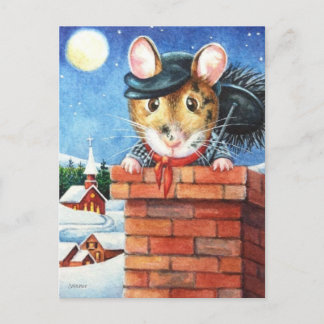Dickens Christmas Chimney Sweep Mouse Art Postkarte