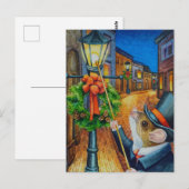 Dickens Christmas Lamplighter Maus Watercolor Art Postkarte (Vorne/Hinten)