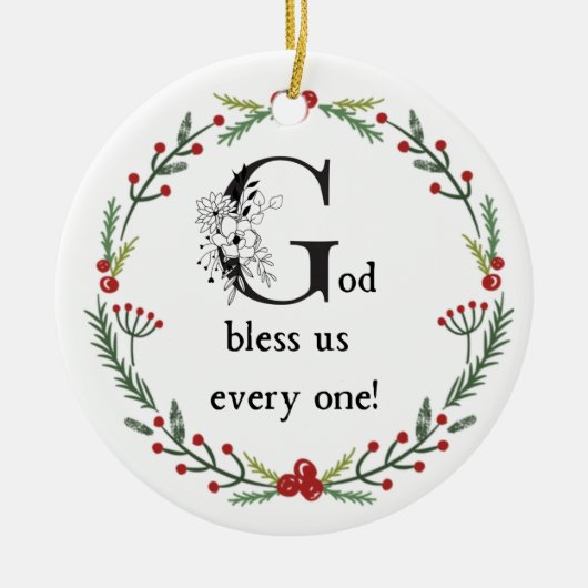 Dickens ein Weihnachtslied Gott segne uns alle Keramik Ornament (Vorne)