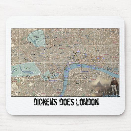 Dickens London Karte Mauspad (Vorne)