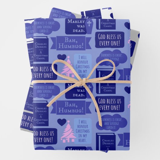 Dickens Scrooge A Christmas Carol Blue Bah Humbug Geschenkpapier Set (Beispiel)