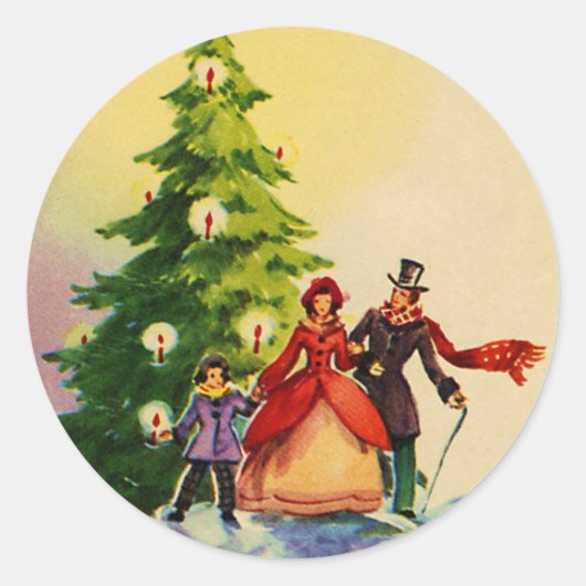 Dickens style Christmas illustration Runder Aufkleber (Vorderseite)
