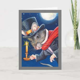 Dickens Weihnachten Scrooge Maus Aquarell Kunst Karte