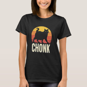 Dicker Katzen-Sonnenuntergangs-Silhouette-Anhänger T-Shirt