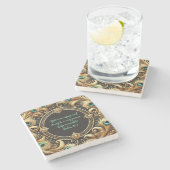 dicker Pfauenfederrahmen anpassbar Steinuntersetzer (Seitenansicht)