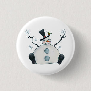 Dicker Schneemann Button