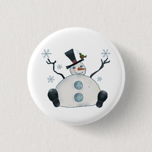 Dicker Schneemann Button (Vorderseite)