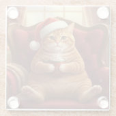 Dicker Weihnachtsmann-Kater mit Glasuntersetzer fü (Rückseite)