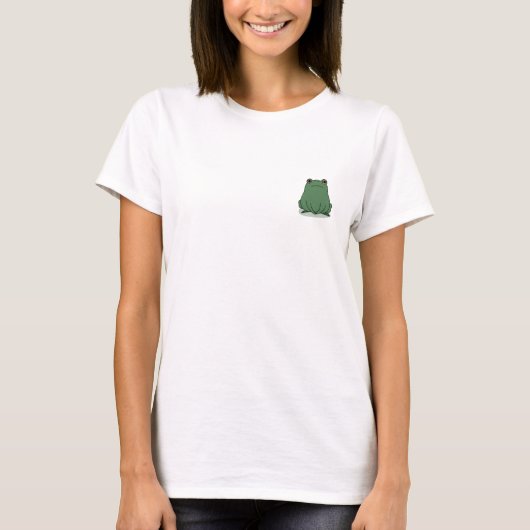 Dickgrüner Cartoon-Frosch Illustration T-Shirt (Vorderseite)