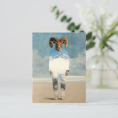 Dickhornschaf-Mensch am Strand Postkarte (Stehend Vorderseite)
