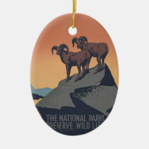 Dickhornschafe American West Wildlife Keramik Ornament
