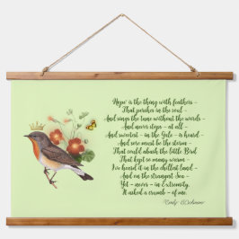 Dickinson Hope Poem & Crown Bird Wandteppich Mit Holzrahmen