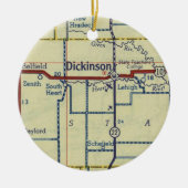 Dickinson ND Alte Karte Keramik Ornament (Vorne)