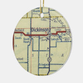 Dickinson ND Alte Karte Keramik Ornament (Links)