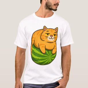 Dickkatze auf Wassermelonen-Meme-Shirt T-Shirt