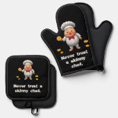 Dickköchin Küchenset - Topflappen & Ofenhandschuh Topflappen-Set (Vorderseite/Rückseite)