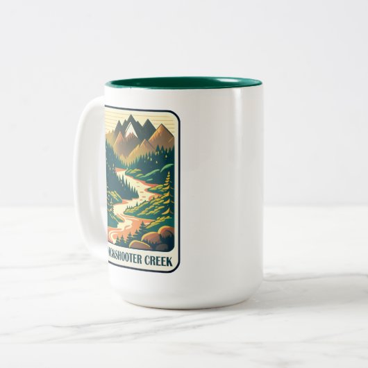 Dickshooter Creek Idaho Colors Zweifarbige Tasse (Vorderseite Links)
