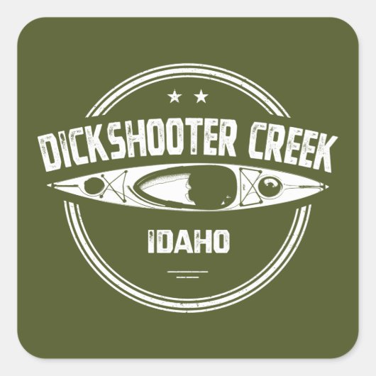 Dickshooter Creek Idaho Kayaking Quadratischer Aufkleber (Vorderseite)