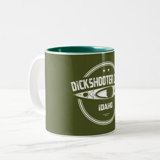 Dickshooter Creek Idaho Kayaking Zweifarbige Tasse (Vorderseite Links)
