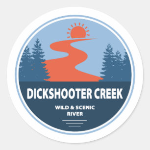 Dickshooter Creek Wild und Landschaftlicher Fluss  Runder Aufkleber