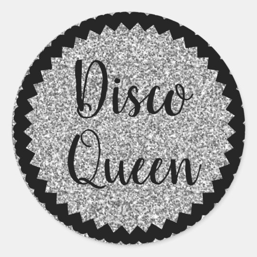 Dico Queen Silver Glitzer Classic Runder Aufkleber (Vorderseite)