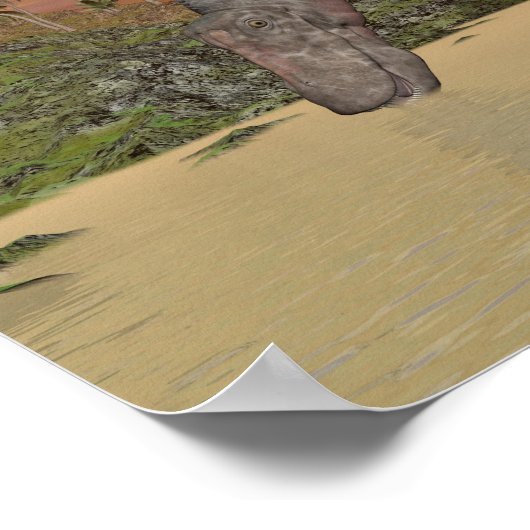 Dicraeosaurus dinosaurier trinken - 3D rendern Poster (Ecke)