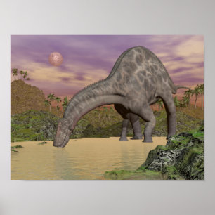 Dicraeosaurus dinosaurier trinken - 3D rendern Poster