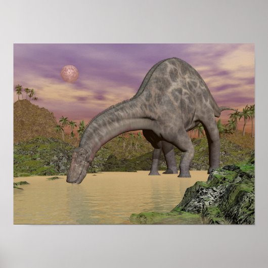 Dicraeosaurus dinosaurier trinken - 3D rendern Poster (Vorne)