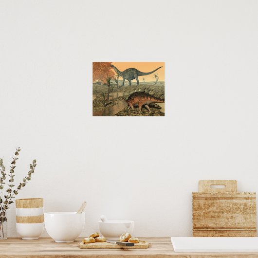 Dicraeosaurus und Kentrosaurus-Dinosaurier Poster (Küche)