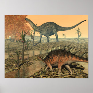 Dicraeosaurus und Kentrosaurus-Dinosaurier Poster