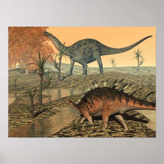 Dicraeosaurus und Kentrosaurus-Dinosaurier Poster (Vorne)