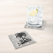 Dictionary Art Palm Tree Rechteckiger Pappuntersetzer (Vor Ort)