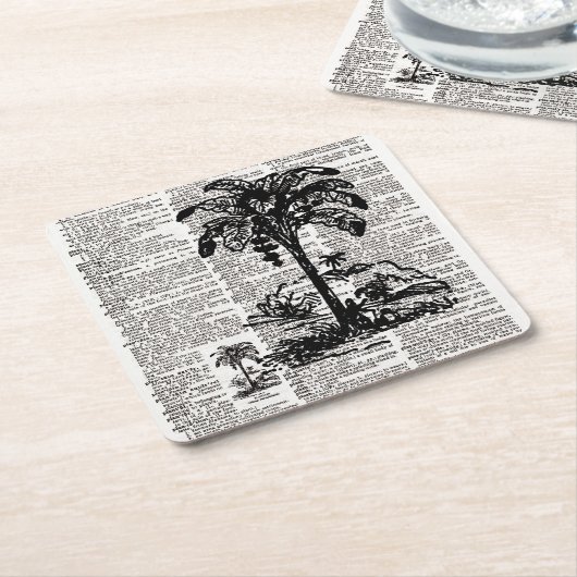 Dictionary Art Palm Tree Rechteckiger Pappuntersetzer (angewinkelt)