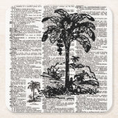 Dictionary Art Palm Tree Rechteckiger Pappuntersetzer (Vorderseite)