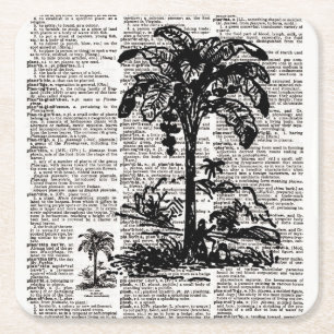 Dictionary Art Palm Tree Rechteckiger Pappuntersetzer