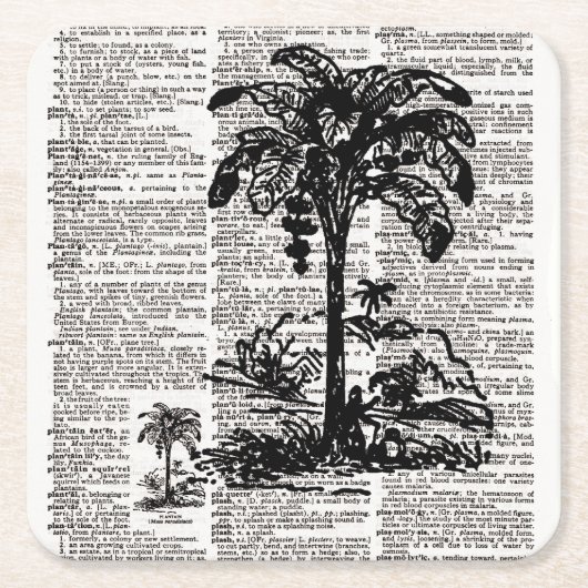 Dictionary Art Palm Tree Rechteckiger Pappuntersetzer (Vorderseite)