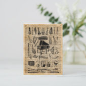 Dictionary Art Vintag Music Instruments Postkarte (Stehend Vorderseite)