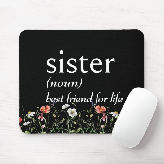 Dictionary Definition of SISTER With Wildflowers Mousepad (Mit Mouse)
