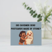 Did Cavemen Send Postcards Made of Stone?  Funny Postkarte (Stehend Vorderseite)
