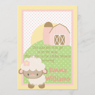 Diddles Bauernhof-Lamm-Babyparty-Einladung Einladung