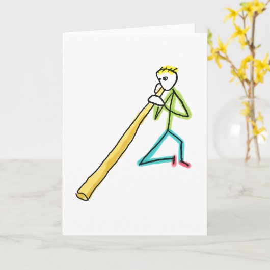 Didgeridoo Stickman Karte (Gelbe Blume)